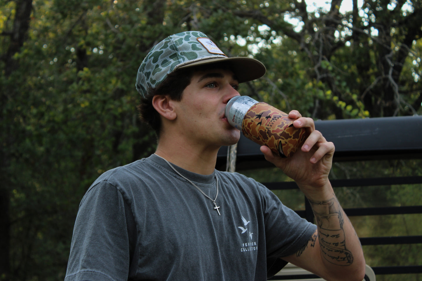 Drake Camo Leather Koozie