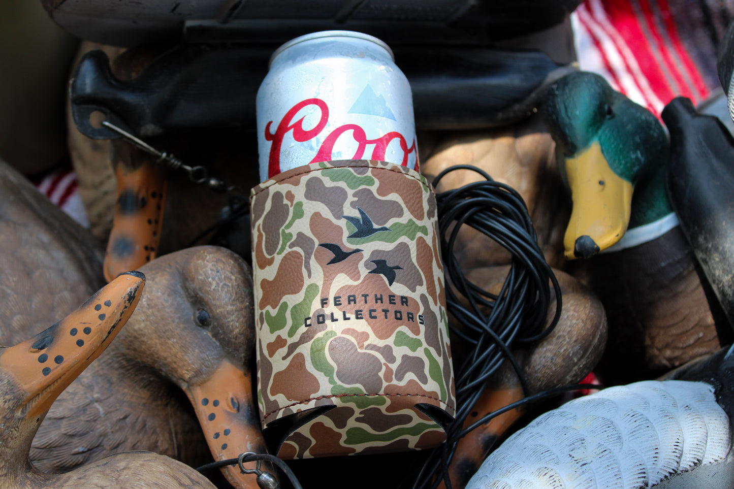 Fowl Play Leather Koozie