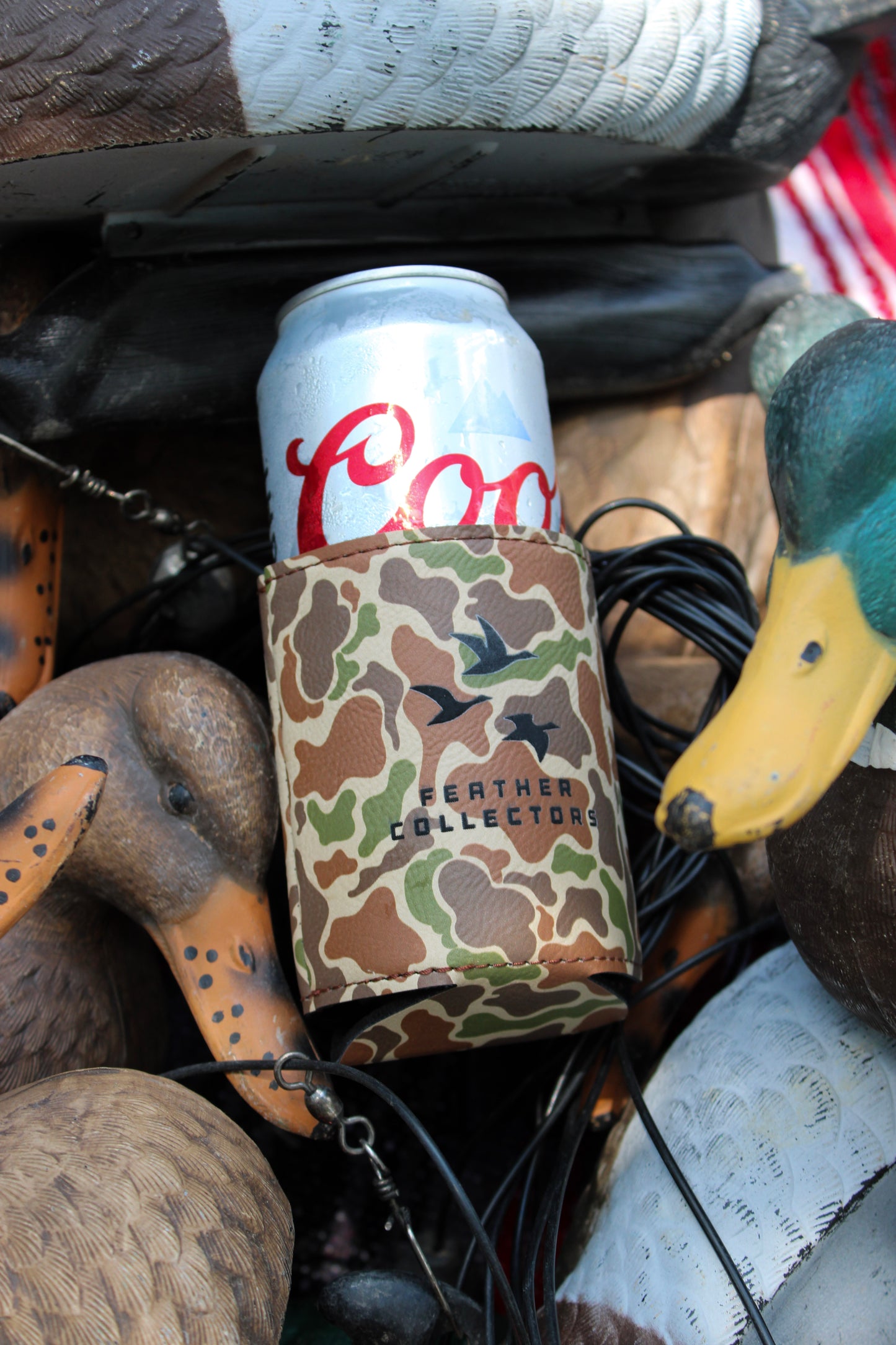 Fowl Play Leather Koozie